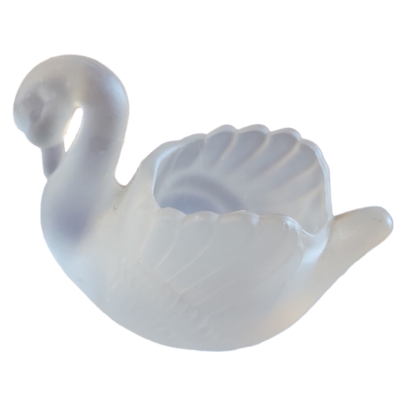 1 Vtg Albert E. Price Frosted Glass Swan Votive Tea Light Candle Holder Trinket - Picture 4 of 8